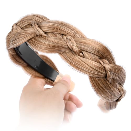 Caramel Blonde Wide Braid Headband for Women - 1 Count Hairband
