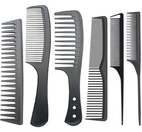Professional 6-Piece Carbon Fiber Hair Comb Set - Anti-Static & Heat Resistant