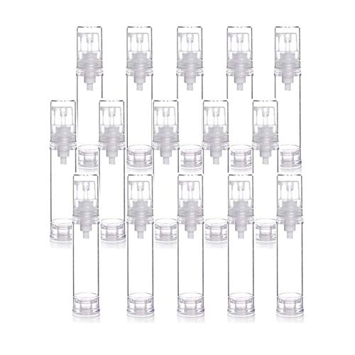 15 Pcs Clear Airless Lotion Pump Bottles - 10ml Travel Containers