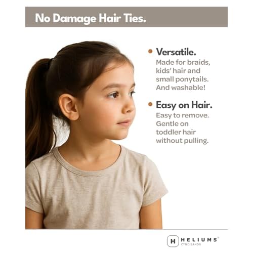 Heliums Extra Small Hair Ties No Damage - Black - Mini 0.7 Inch Tiny Soft Seamless Hair Bands for Toddlers, Braids, Kids Ponytails- 40 Count