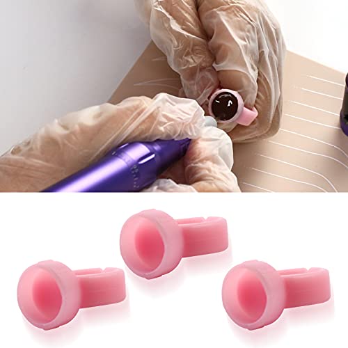 MARLLOGIVA 100pcs Pink Silicone Pigment Rings for Microblading & Tattoo Ink Holders