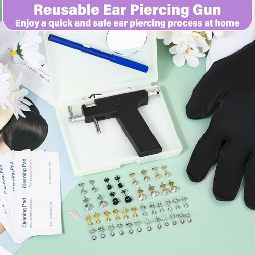 Evatage Black Professional Ear Piercing Gun Kit for Safe Home Use
