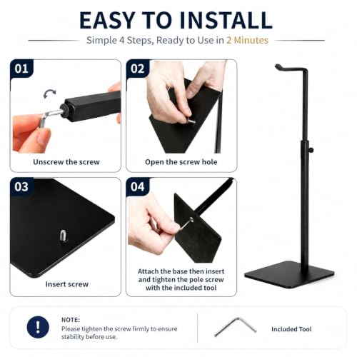 Adjustable Purse Display Stand - Black Metal Tabletop Rack