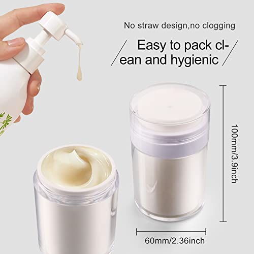 2 Pack 3.4 oz Airless Pump Jar - Vacuum Refillable Lotion Container