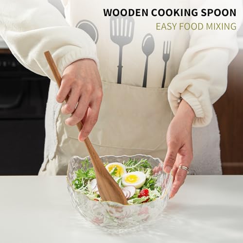 MZROO 12.5-Inch Wooden Cooking Spoon - Durable Acacia Wood Mixing Spoon