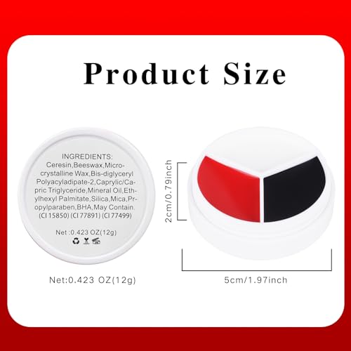 Yeweian Clown Makeup Wheel Black White Red Face Paint Palette 01 – Non-Toxic Customizable Special Effects