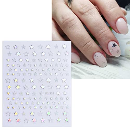 JMEOWIO 12 Sheets Self-Adhesive Aurora Nail Art Stickers