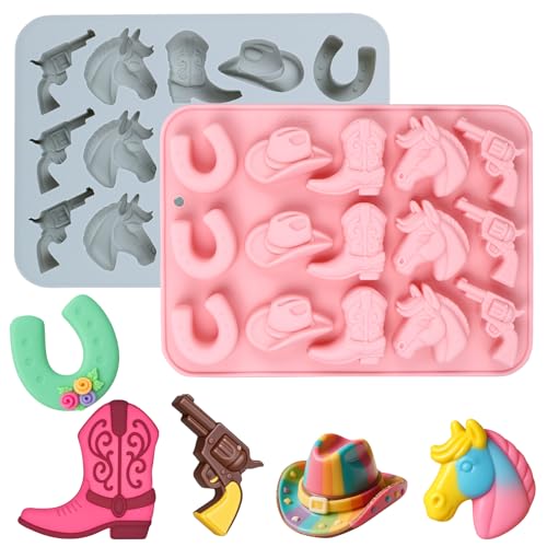 Palksky Cowboy Chocolate Molds - 2 Pack Silicone Baking Molds for Western Treats