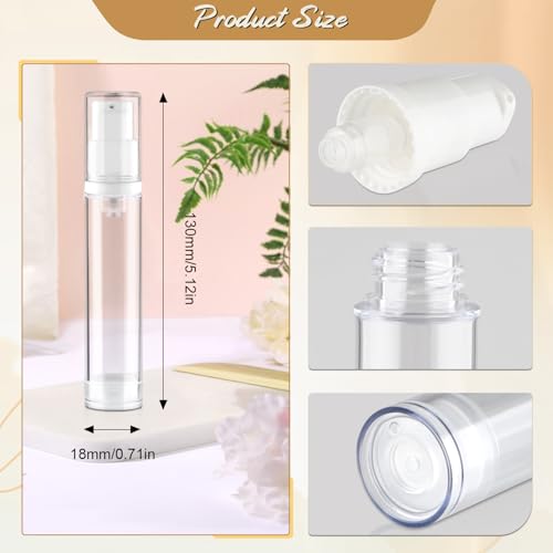 15ml Clear Vacuum Lotion Pump Bottles Set of 30 with Pipettes & Funnel - Refillable Cosmetic Containers