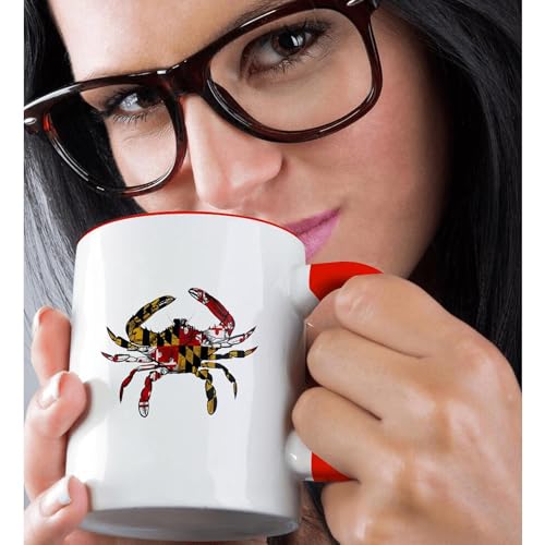 3dRose Maryland Crab Two-Tone Mug - 11oz Ceramic Coffee Cup