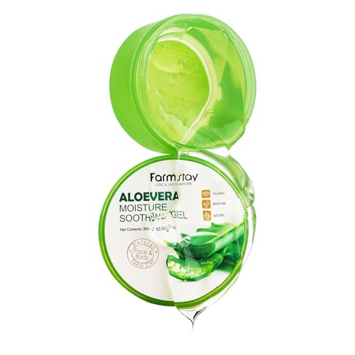 FARMSTAY Aloe Vera Moisture Soothing Gel - Hydrating After Sun Face & Body Moisturizer - Aloevera Variant - 10.14 oz