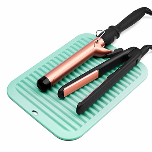 Ninwod Green Heat Resistant Silicone Mat for Hair Tools, Curling Iron & Flat Iron Holder