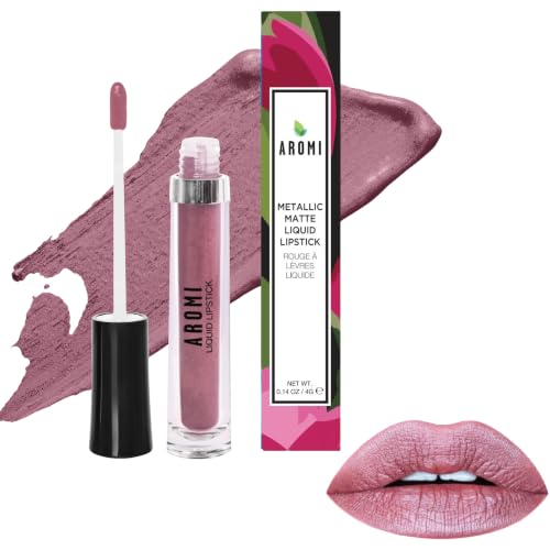 Aromi Pixie Dust Metallic Liquid Lipstick - Dusty Rose Color