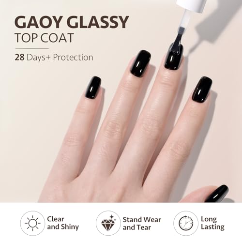 GAOY Gel Base & Top Coat Set - 2 Pcs, 7.3ml for UV Curing