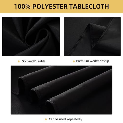 2-Pack 60x102 Inch Black Table Cloths - Stain & Wrinkle Resistant Polyester