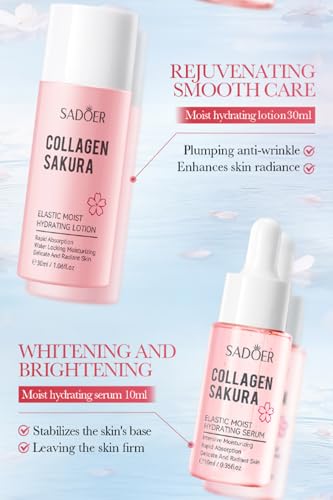 Yasovigi Travel Collagen Sakura Skincare Set - 6pcs Hydrating & Anti-Aging Kit