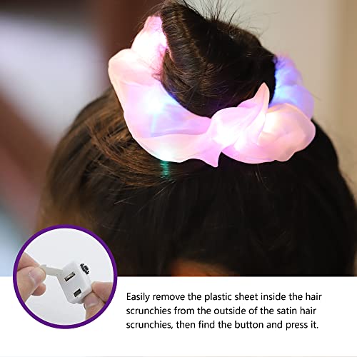 White LED Light Up Scrunchies Set - 9 Pcs with 3 Modes