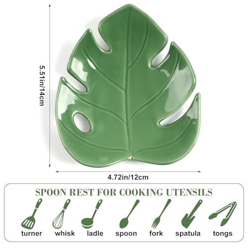 Honeydak Leaf Shaped Ceramic Spoon Rest for Kitchen Decor