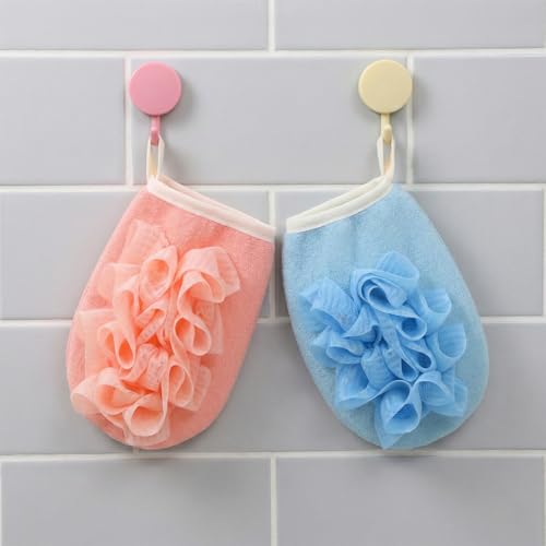 Travel Size Loofah Sponges - 2 Pack Exfoliating Bath Poufs