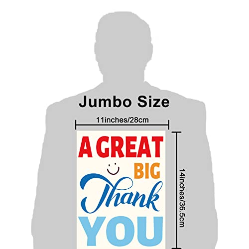 Giant Thank You Greeting Cards - 3 Pack, 14 x 22 Inch Jumbo Cards with Envelopes for Parties