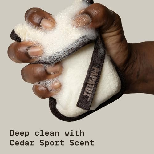 PAPATUI Cedar Sport Body Scrubber & 7 oz Big Bar Soap - Men's Grooming Set