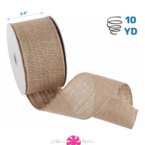 Morex Natural Burlap Wired Ribbon - 2.5" x 10 Yd for Crafts