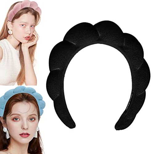 Women's Spa Headband Black - Absorbent Makeup & Face Washing Headband