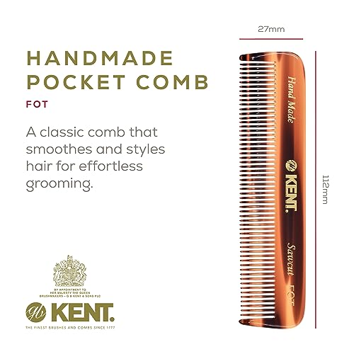 Kent Handmade Men's Pocket Comb Set - Fine Tooth Beard & Hair Grooming Kit