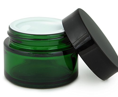 Vivaplex 1 oz Green Glass Jars with Lids - 12 Pack for Storage