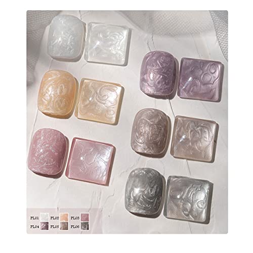 Pearl Gel Nail Polish Kit 6 Colors with Shell Thread Glitter for DIY Manicure