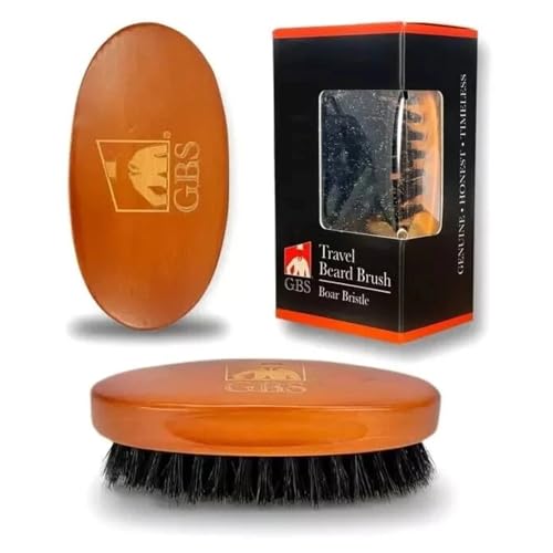 G.B.S Travel Size Beard Brush - 100% Boar Bristle with Wood Handle (No. 3)