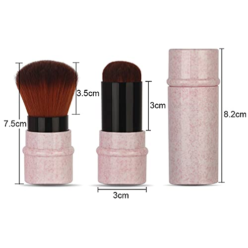 Pink Retractable Kabuki Makeup Brush for Blush, Foundation & Contour