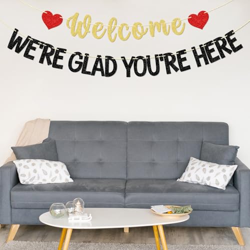 Welcome We're Glad You're Here Banner | Pre-Strung Wedding & Church Decor