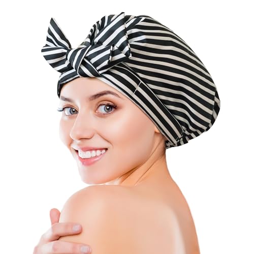 vidsel Luxury Cute Shower Caps for Women Reusable Waterproof, Bow