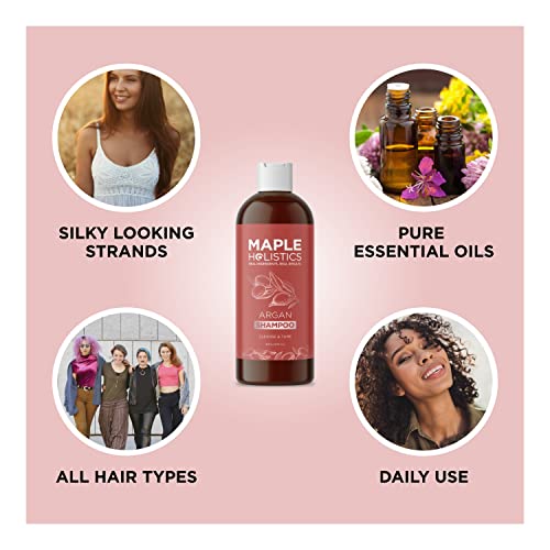 Maple Holistics Argan Oil Shampoo 16 Fl Oz - Sulfate-Free Hair Repair & Volumizing