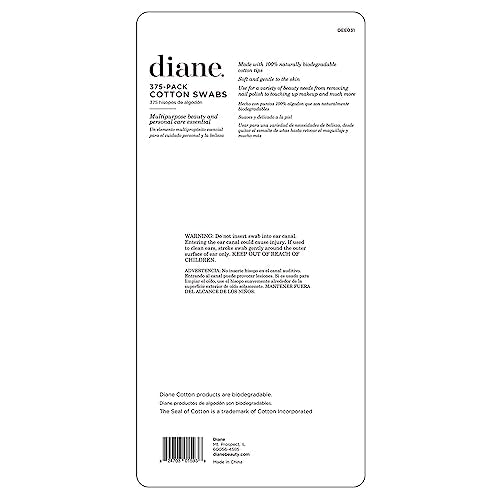 Diane Cotton Swabs - 375 Count, Soft & Gentle for Daily Use