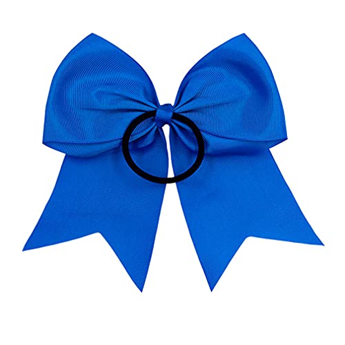Blue Cheer Hair Bows with Ponytail Holders - 8 Inch, 18 Pack, Caenagrion