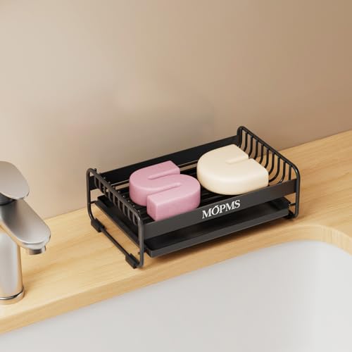 MOPMS Soap Dish with Drip Tray | Durable Carbon Steel Bar Soap Holder