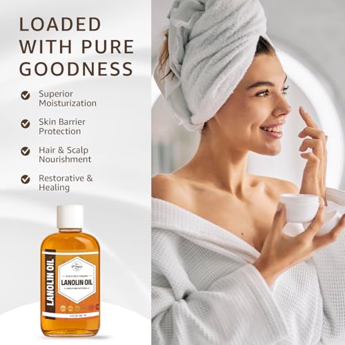 Lanolin Oil 4 Fl Oz - Cold Pressed Moisturizer for Skin, Lips & Hair