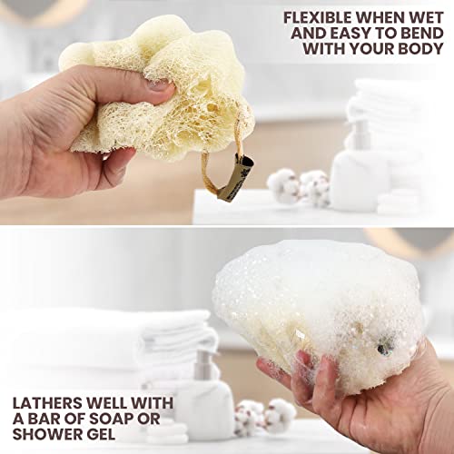 ALMOONI Mini Natural Loofah Sponge - Eco-Friendly Exfoliating Body Scrubber, 3 Count