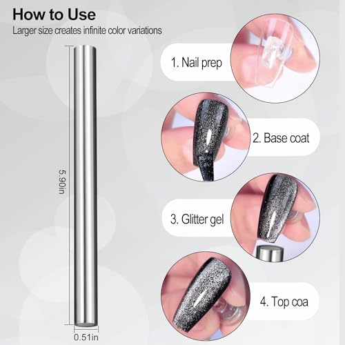 ZIRATONES Cat Eye Nail Magnet Pen - 5.9 Inch Double-Head Tool