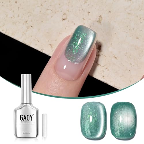 GAOY Teal Cat Eye Gel Nail Polish 16ml - Holographic Glitter UV Gel