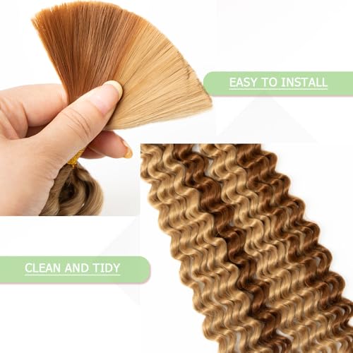 Deep Wave Braiding Hair Bulk 24 Inch 2 Bundles #27/30 for Micro & Box Braids