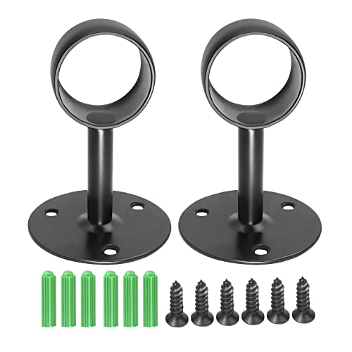 Matte Black Ceiling Curtain Rod Bracket - 304 Steel, 2 Pack