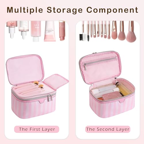 RSRSLEII Waterproof Large Double Layer Travel Makeup Bag - Top Open Variation