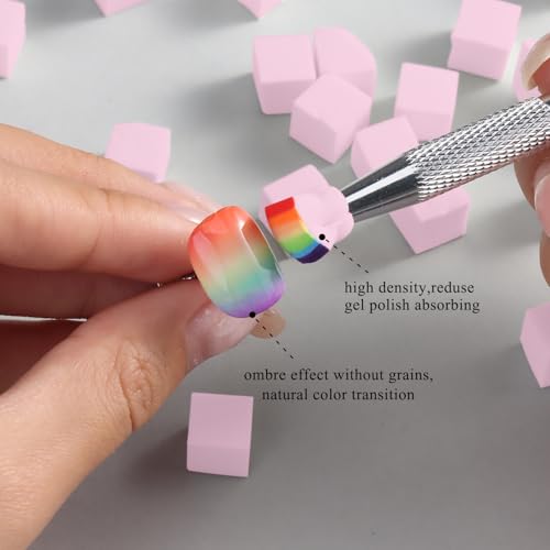 Fcozpjk 100Pcs Ombre Nail Art Sponges Set with Grabbing Pen