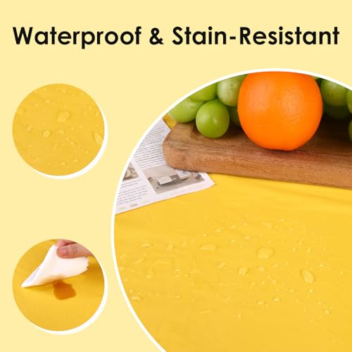 Fixwal 84-Inch Yellow Round Disposable Tablecloth - Waterproof & Easy Cleanup for Parties
