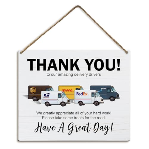 Thank You Delivery Driver Sign - 8x10 Inch Wooden Wall Hanging