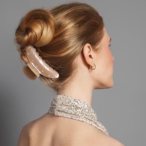 Milky Nude Rhinestone Claw Clip - Large Sparkling Hair Accessory