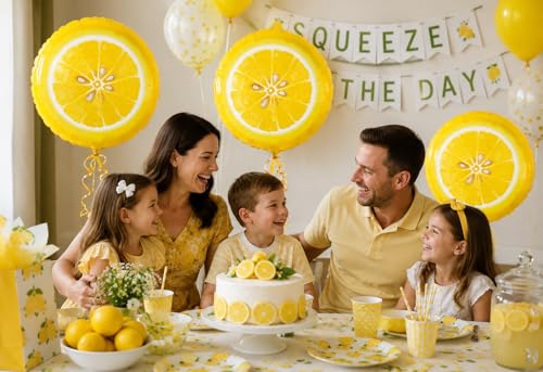 Set of 3 Lemon Foil Balloons - 18" Summer Party Decor